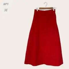【urs】 ユース ロングスカート フレアスカート (M) 赤 上品 個性的