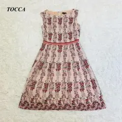美品 TOCCA トッカ 花柄刺繍ワンピース 0 ライトピンク □