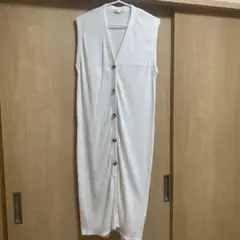 ZARA ホワイト ボタン付きロングベスト Sサイズ