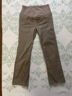 マタニティパンツ ベージュ 伸縮性ウエスト ソフト素材
