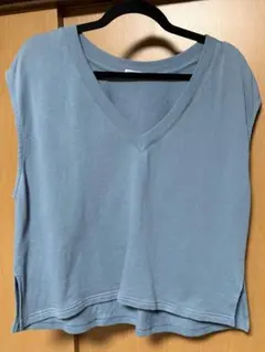 GLACIER ノースリーブ Vネック トップス ブルー L