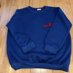 青色トレーナー 赤色ロゴ刺繍Mサイズ