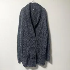 無印良品 ニットカーディガン M ブルー ロング丈 羽織り ゆったり シンプル