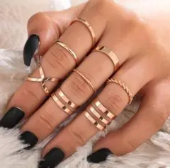 lady's 金 リング シンプル アクセサリー 【数量限定】指輪 8点セット