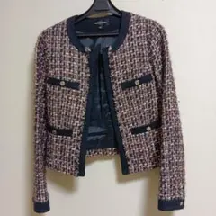 ツイードジャケット ノーカラージャケット