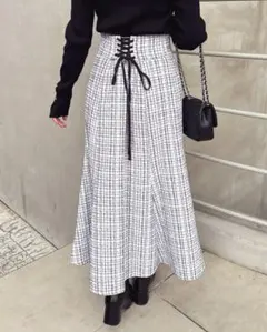 INGNI バックレースアップツイードマーメイドスカート