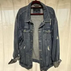 【美品】ダメージ加工オーバーサイズデニムジャケット Lサイズ