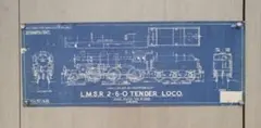 골동품 블루 구이 도면 L.M.S.R 2-6-0 증기 기관차