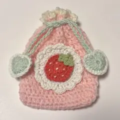 いちご 巾着 小物入れ 編み物 ハンドメイド