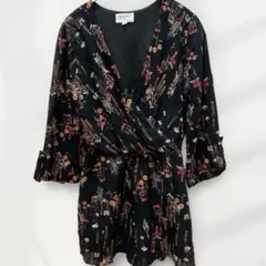 極美品 EVERLY エバリー フローラル Vネック ロンパース オールインワン