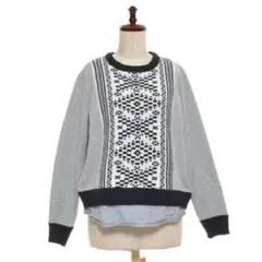 BEAMS HEART レイヤード風スウェットニット切替プルオーバー