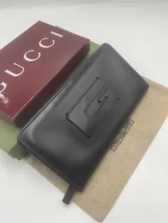 美品✨グッチ 長財布 シマレザー 本革 ラウンドファスナー 黒 - メルカリ