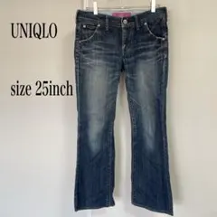 ♡UNIQLO フレアデニム 25インチ ダークブルー