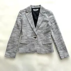 【美品】ナチュラルビューティーベーシック ツイードジャケット S グレー ラメ