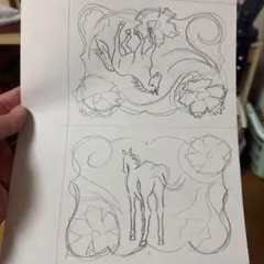 シオン様専用ページ A6ノートカバー ホースフィギァーカービング