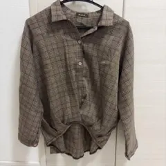 n.o.i. チェック柄 長袖シャツ ブラウス