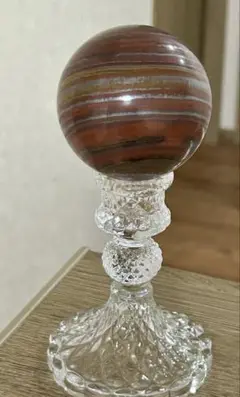 本日気まぐれ出品　ガラススフィア台座＋アイアンタイガーアイスフィアset