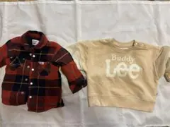 【Buddy Lee】2点セット チェックシャツ＆ロゴトレーナー90センチ