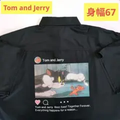 トムとジェリー 半袖シャツ バックプリント 黒 オーバーサイズ 実寸L~XLのサムネイル