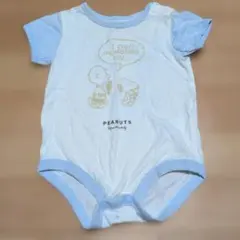 スヌーピー ロンパース クリーム色 水色