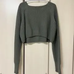 DAZY グリーン クロップドニットセーター 長袖 L