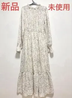 【新品未使用】INGNI イング　花柄シフォンワンピース　ロング　フリル　M