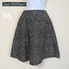 23区　オンワード樫山　フレアスカート　S　36 総柄　レディース　ウール