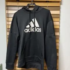 ジュニアL adidas 黒 パーカー フード付き