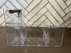 水中ポンプ濾過材2段付き　アクリル製水槽外掛け式濾過フィルター　オーバーフロー