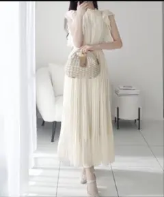 【未使用】mily bilet プリーツシアーフリルワンピース Lサイズ 春夏