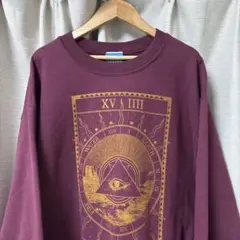 スウェット プリント入り　アメリカ古着　ワイン