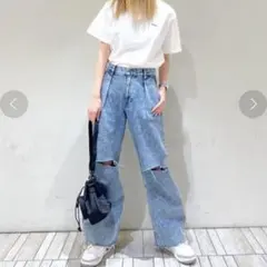 X-girl ダメージ加工　ワイドデニムパンツ