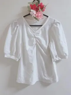 HoneysCOLZA ホワイト トップスブラウス S