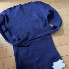 袖スリットリブニットトップス[k8923b]ブルー