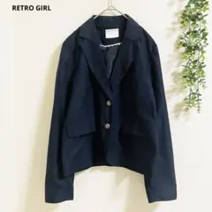 レトロガール　テーラードジャケット L 紺　入学式　セレモニー　お呼ばれ　上品のサムネイル