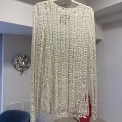 透かし編み 長袖カットソー アイボリー