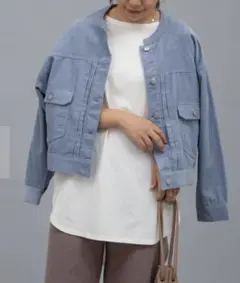 バンドカラーコーデュロイジャケット