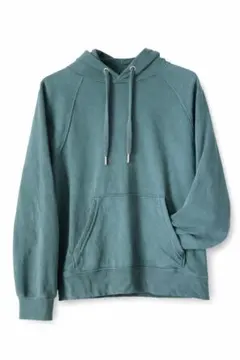 青緑色 フード付きパーカー 春物