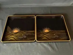 244様感謝‼️超絶JAPAN加賀蒔絵金銀　楓曲水遠山絵図」八寸膳2客研出蒔絵袋付 244様感謝‼️超絶JAPAN加賀蒔絵金銀 楓曲水遠山絵図」八寸膳2客研出