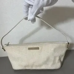 【レア色】GUCCI　GGキャンバス　アクセサリーポーチ　ミニバッグ　白