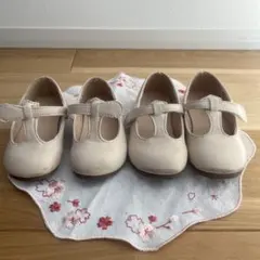 ベージュ ストラップ付き フォーマルシューズ