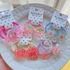 ヘアゴム　10本　ベビー　赤ちゃん　キッズ　子供　果物　星　キラキラ　髪留めのサムネイル