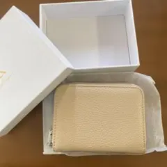 ミニ財布 【金運御守り付】 【お札を折らない】 本革 (ベージュ)