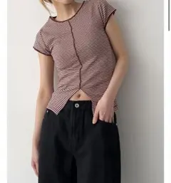 新品　Miller　パネルリブスリットTシャツ CANALJEAN ボーダーのサムネイル