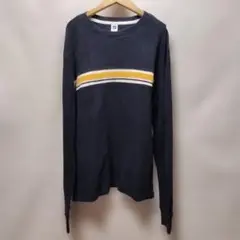 GAP メンズ ネイビー チェストボーダー柄長袖カットソー M