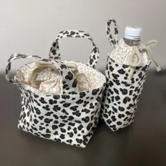 ハンドメイドヒョウ柄 ランチバッグ&ペットボトルカバー(033)
