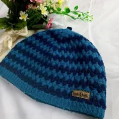 mont-bell モンベル キッズ ニット帽 フリーサイズ 青 記名なし