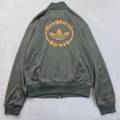 adidas トラックジャケット　トレフォイル　カーキ　オレンジ