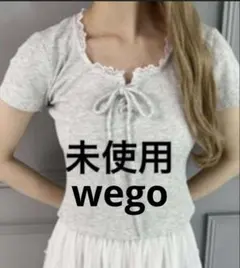 「PHILLY」ミニレースアップTシャツ wego グレー 短丈 チビT ミニT