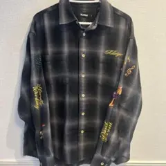 XLARGE オンブレチェック 刺繍 長袖シャツ Mのサムネイル